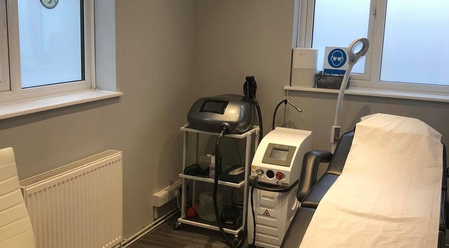 Laser equipment in a serene room at Revive Laser Clinic, Snodland, England, GB.