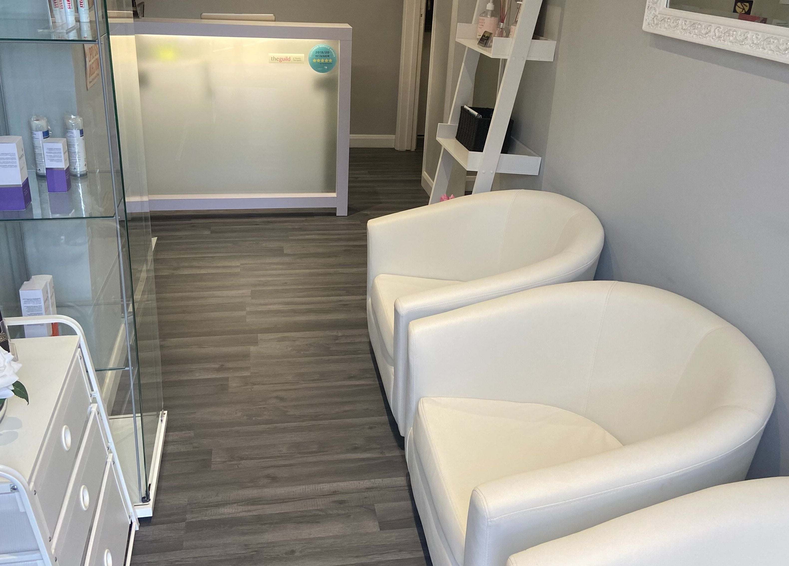Elegant waiting area at Revive Laser Clinic in Snodland, England, GB with modern furnishings.