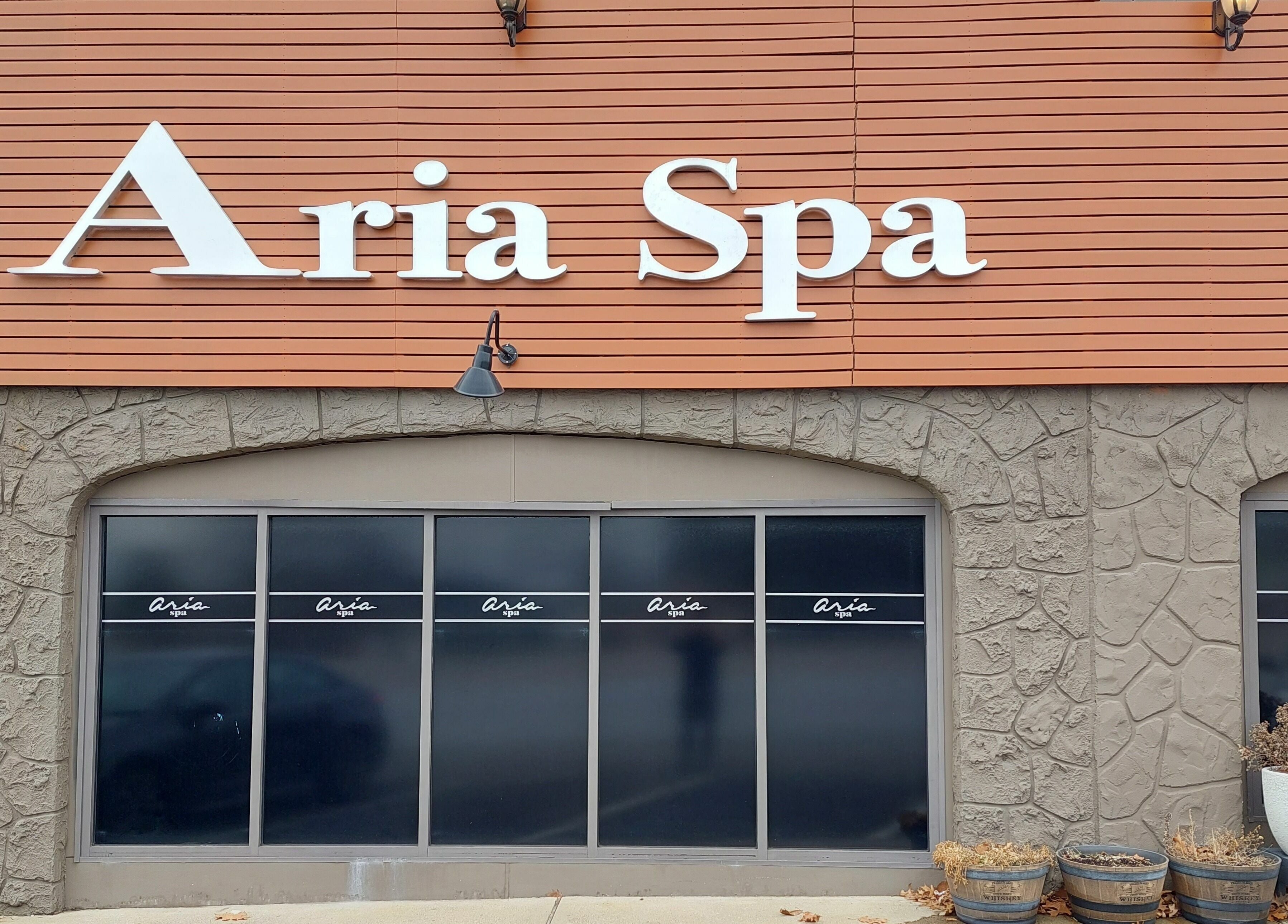 Front view of Aria Spa in Butler, New Jersey, US, showcasing its stylish exterior signage.