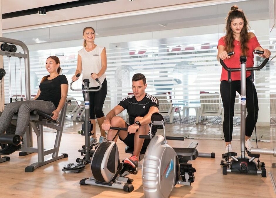 Guests enjoy workout at Aqvatonic Balneo Spa gym, Eforie Nord, Județul Constanța, RO for wellness fitness.