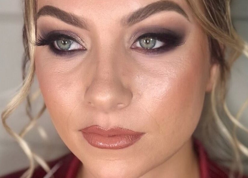 Close-up of stylish makeup at Pink Mantis Beauty in Nashville, Tennessee, US.