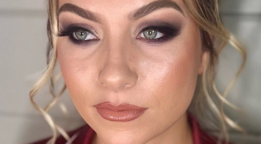 Close-up of stylish makeup at Pink Mantis Beauty in Nashville, Tennessee, US.