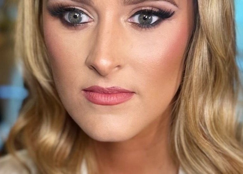 Close-up of elegant makeup at Pink Mantis Beauty, Nashville, Tennessee, US showcasing artistic eye detail.