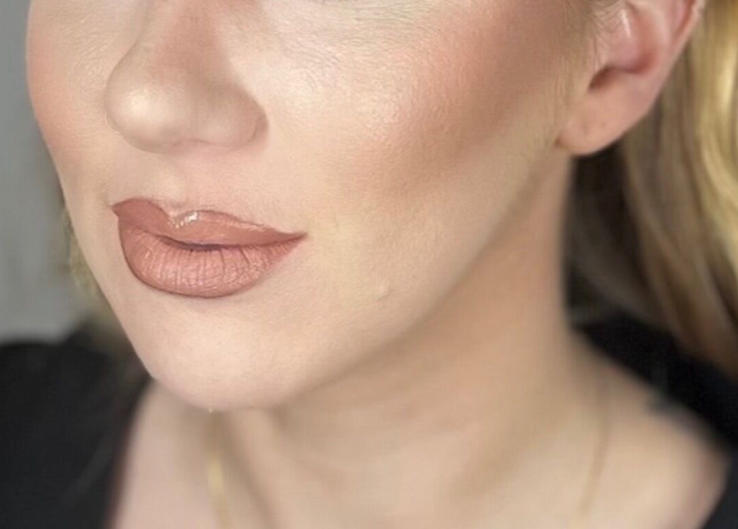 Elegant makeup highlighting lips at Pink Mantis Beauty, Nashville, Tennessee, US.