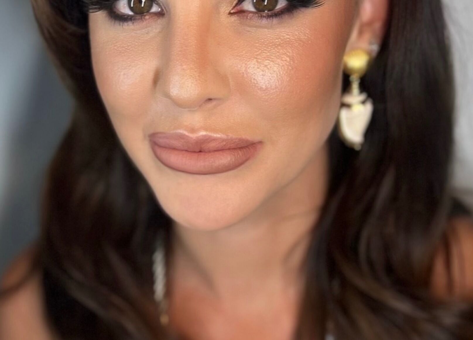 Close-up of a woman's glamorous makeup at Pink Mantis Beauty, Nashville, Tennessee, US.