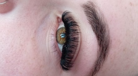 Close-up of expertly applied eyelash extensions at By Gemma Louise, Ebbw Vale, Wales, GB.