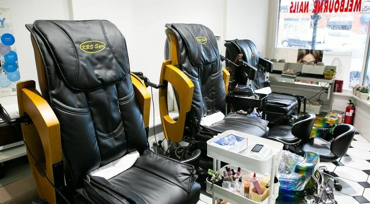Relaxing pedicure chairs at Melbourne Nails, Melbourne, Victoria, AU offering premium beauty services.