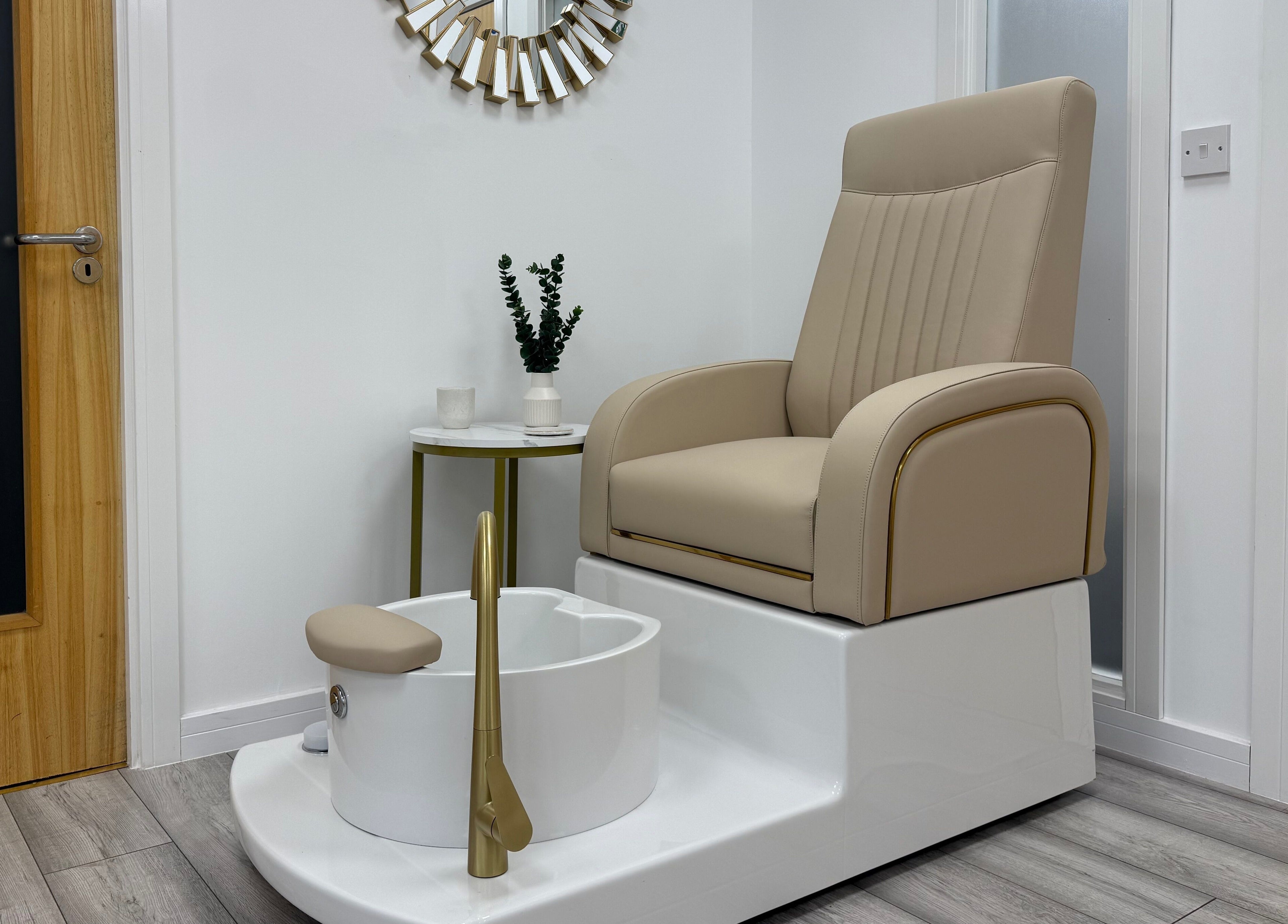 Pedicure chair setup at Natalies Beauty & Training, Cardiff, Wales, GB, showcasing comfort and style.