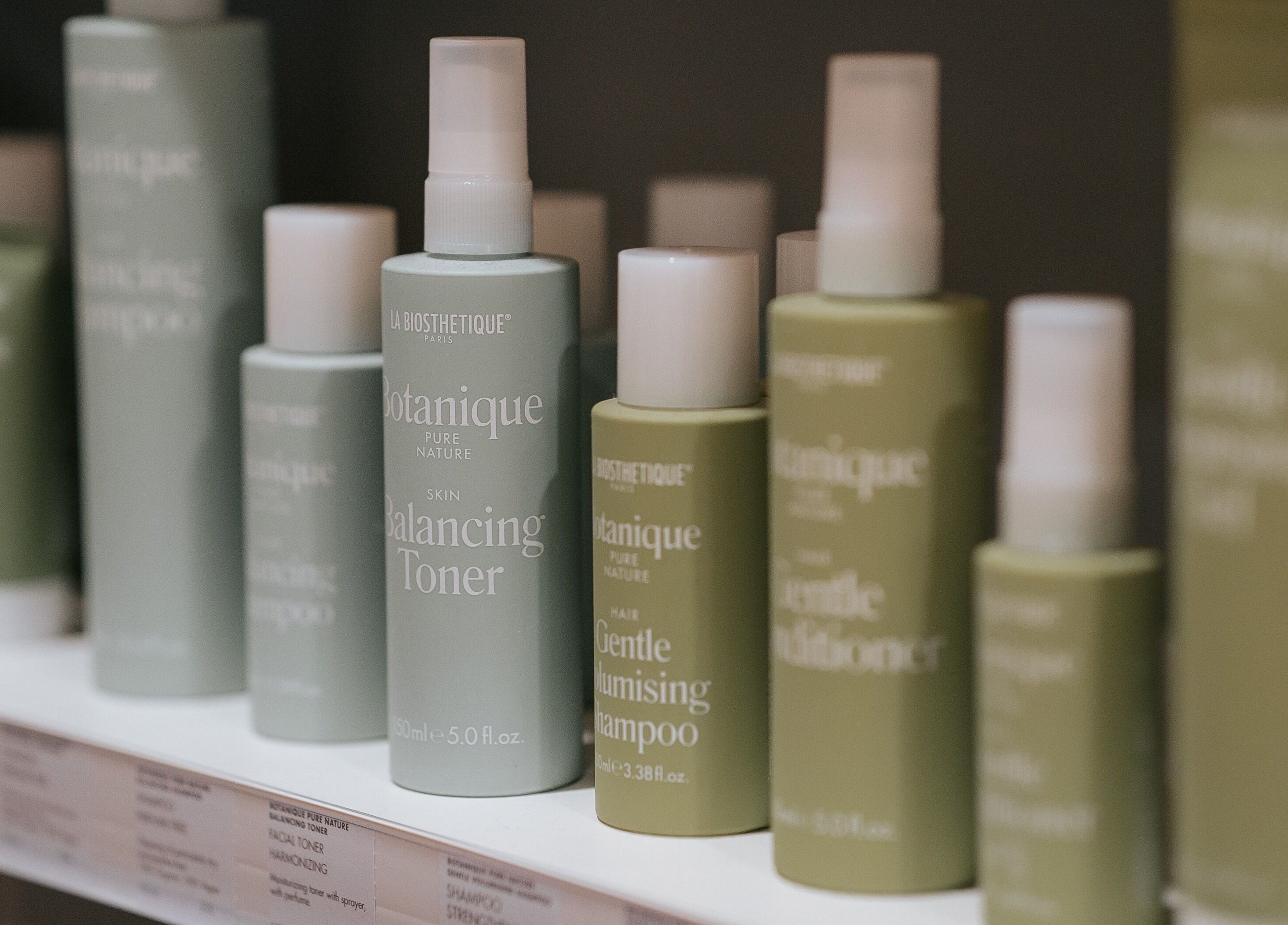 A range of skincare products at E2 Salon Ubc, Vancouver, British Columbia, CA, featuring balancing toner.