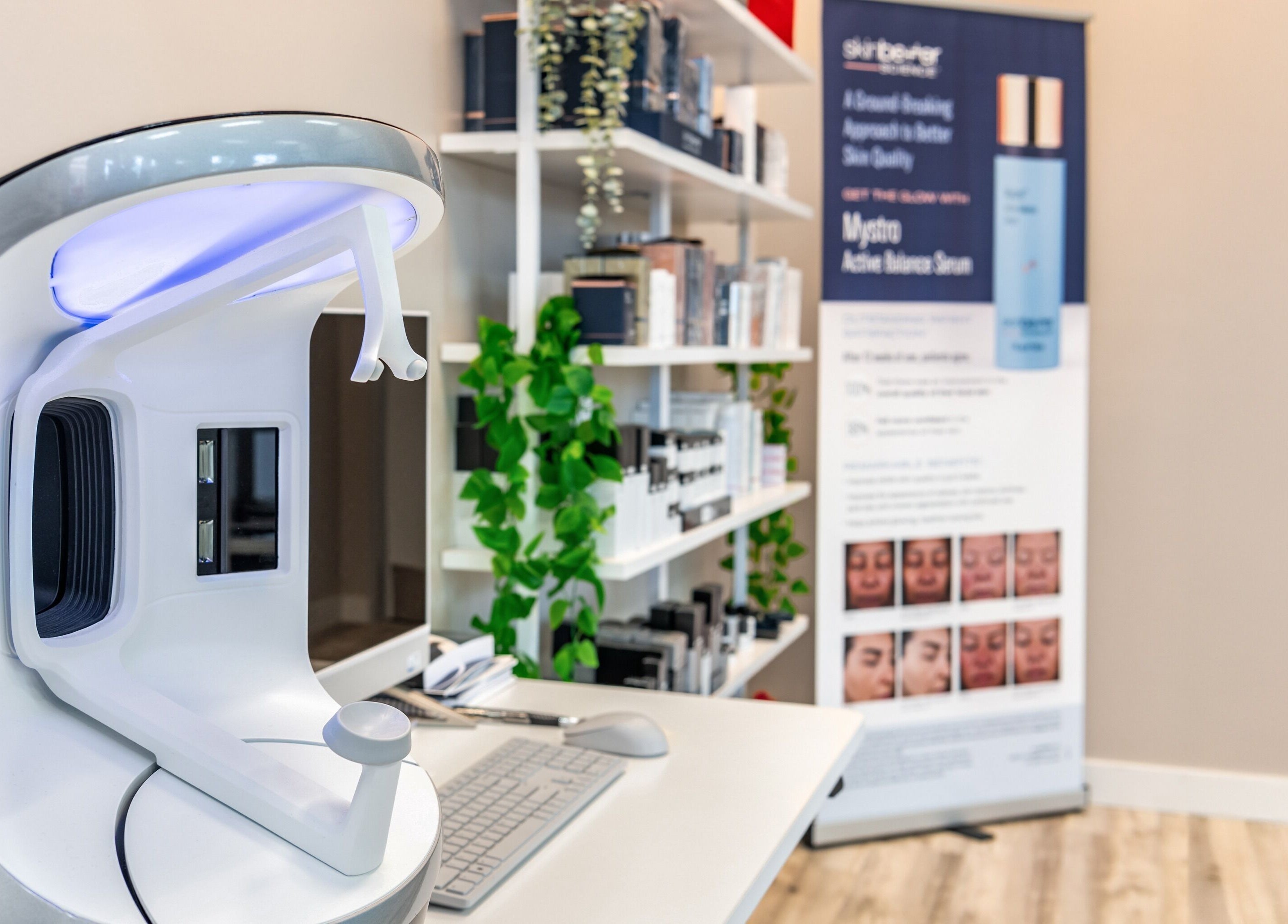 Interior of Beyond Laser and Skincare - Snoqualmie featuring skincare products and modern equipment in Snoqualmie, Washington, US.