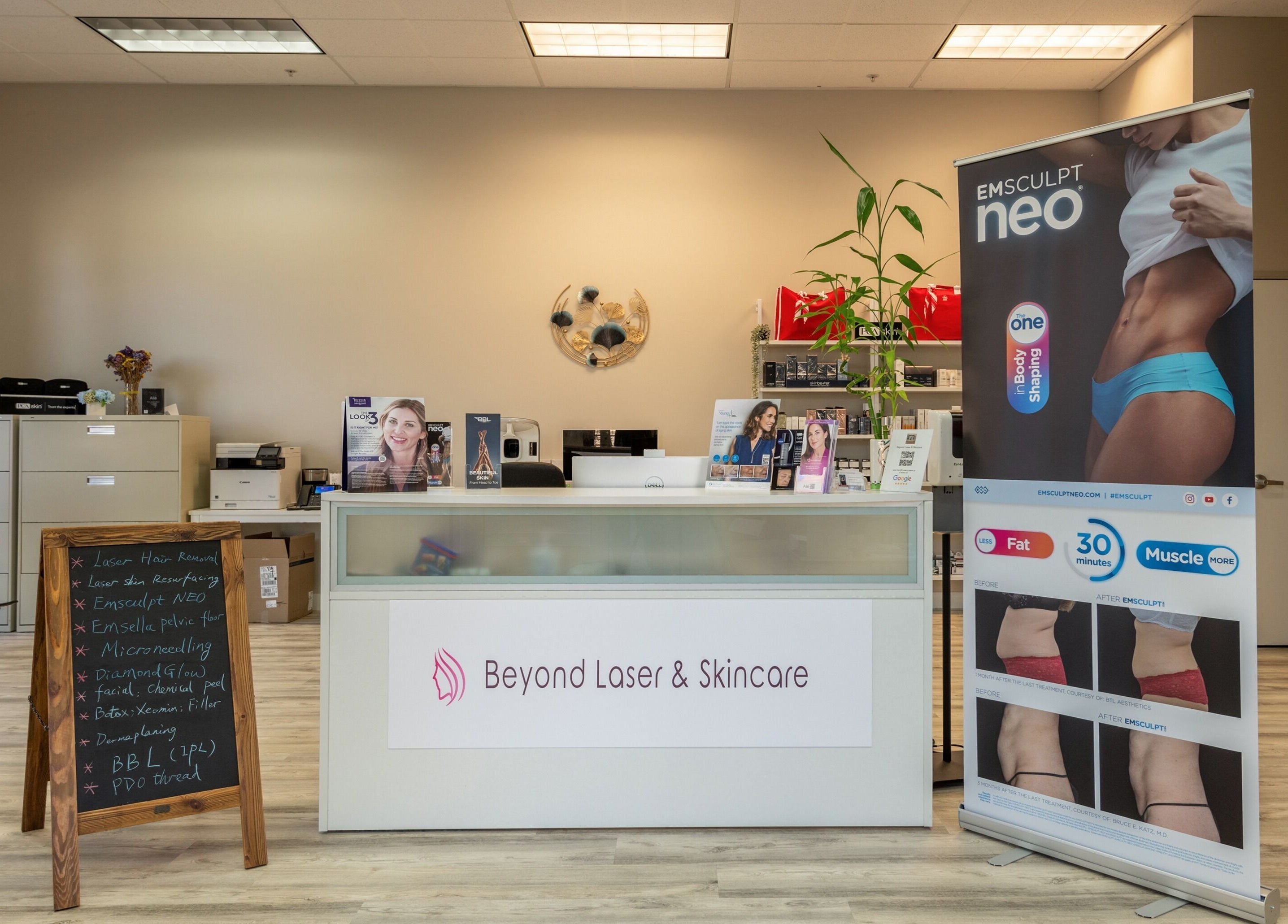 Reception area of Beyond Laser and Skincare - Snoqualmie, showcasing services in Snoqualmie, Washington, US.