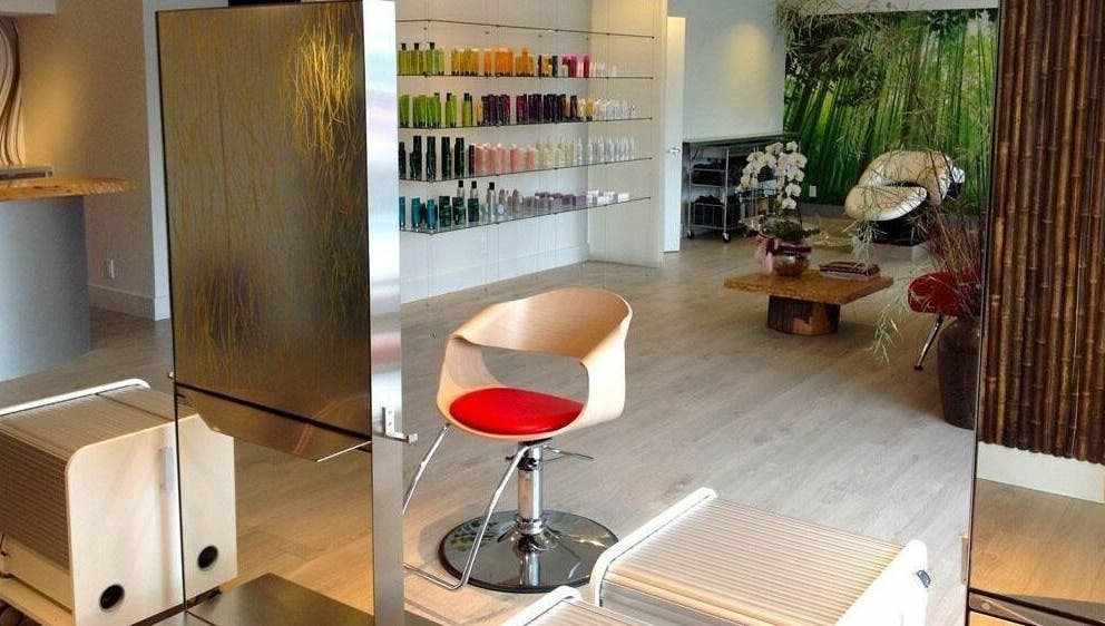 Elegant salon interior at Yoko’s Haute Coiffure Ltd in North Vancouver, British Columbia, CA, featuring modern decor.