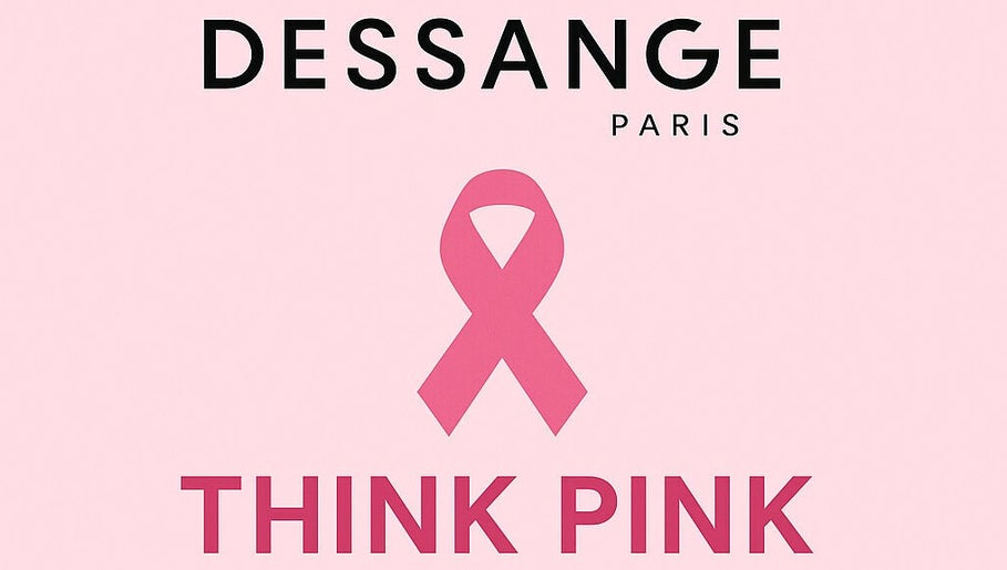 Dessange Paris in Dhahran, Saudi Arabia supports breast cancer awareness with a pink ribbon and 'Think Pink' message.