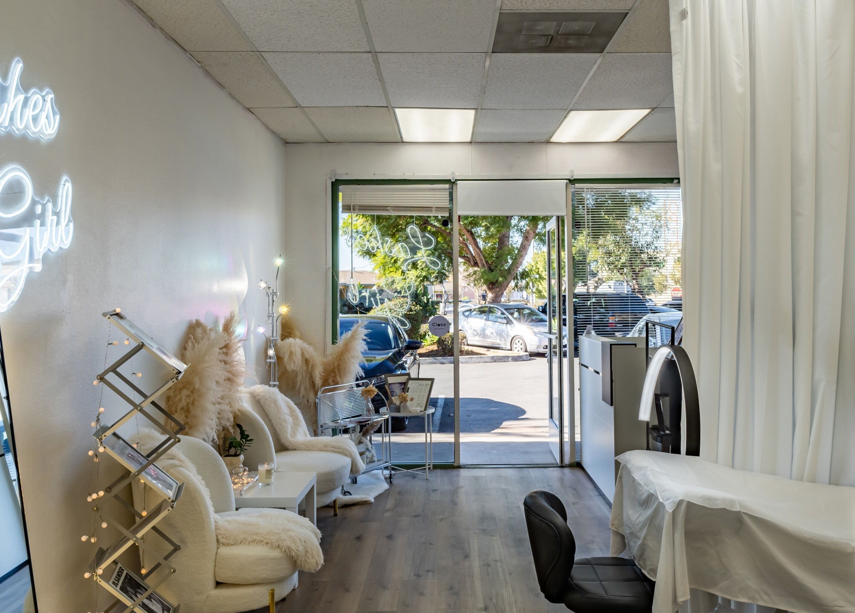 Inviting interior of Lashes Girl, West Covina, California, US with stylish decor and comfortable seating.