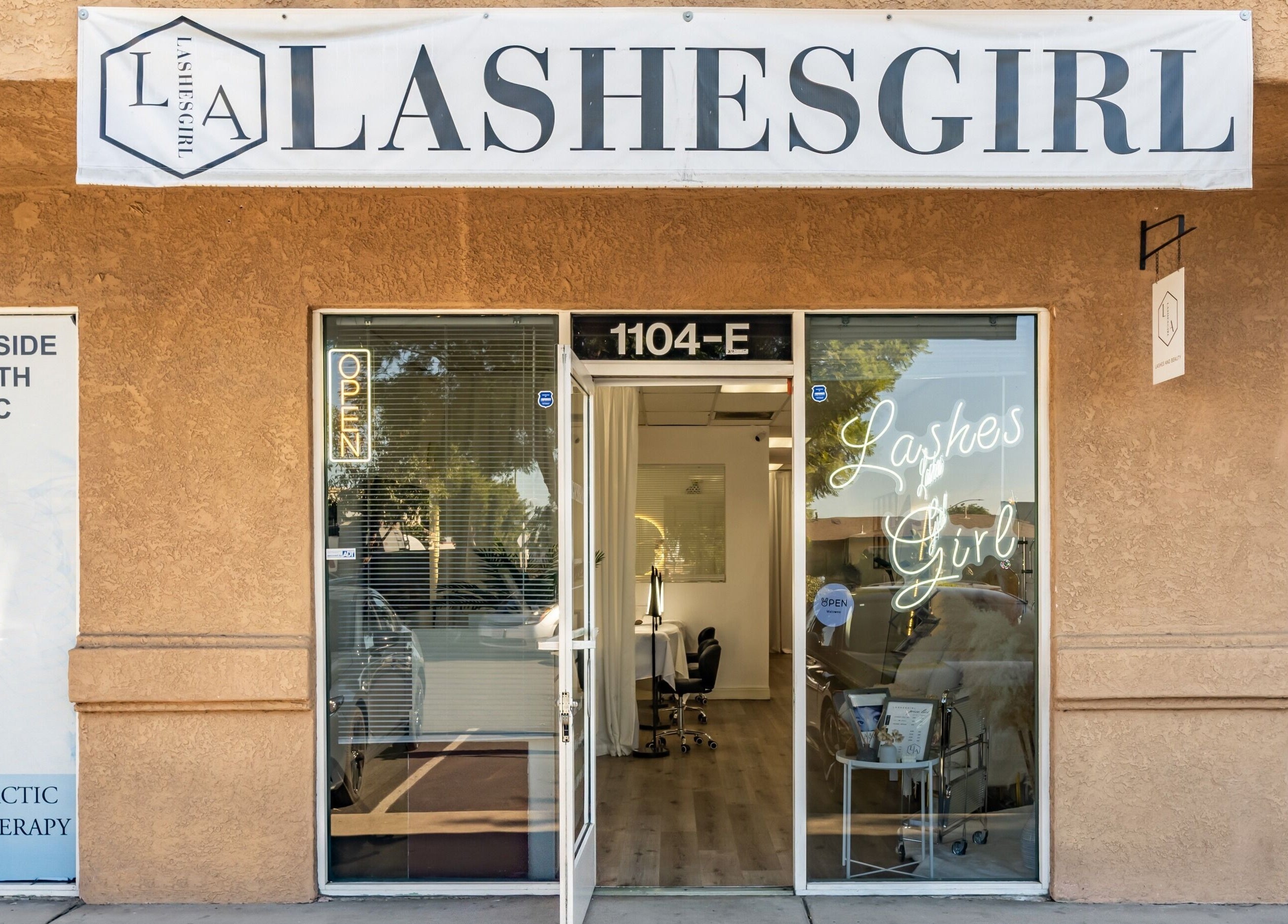 Front view of Lashes Girl salon in West Covina, California, US showcasing its inviting entrance.