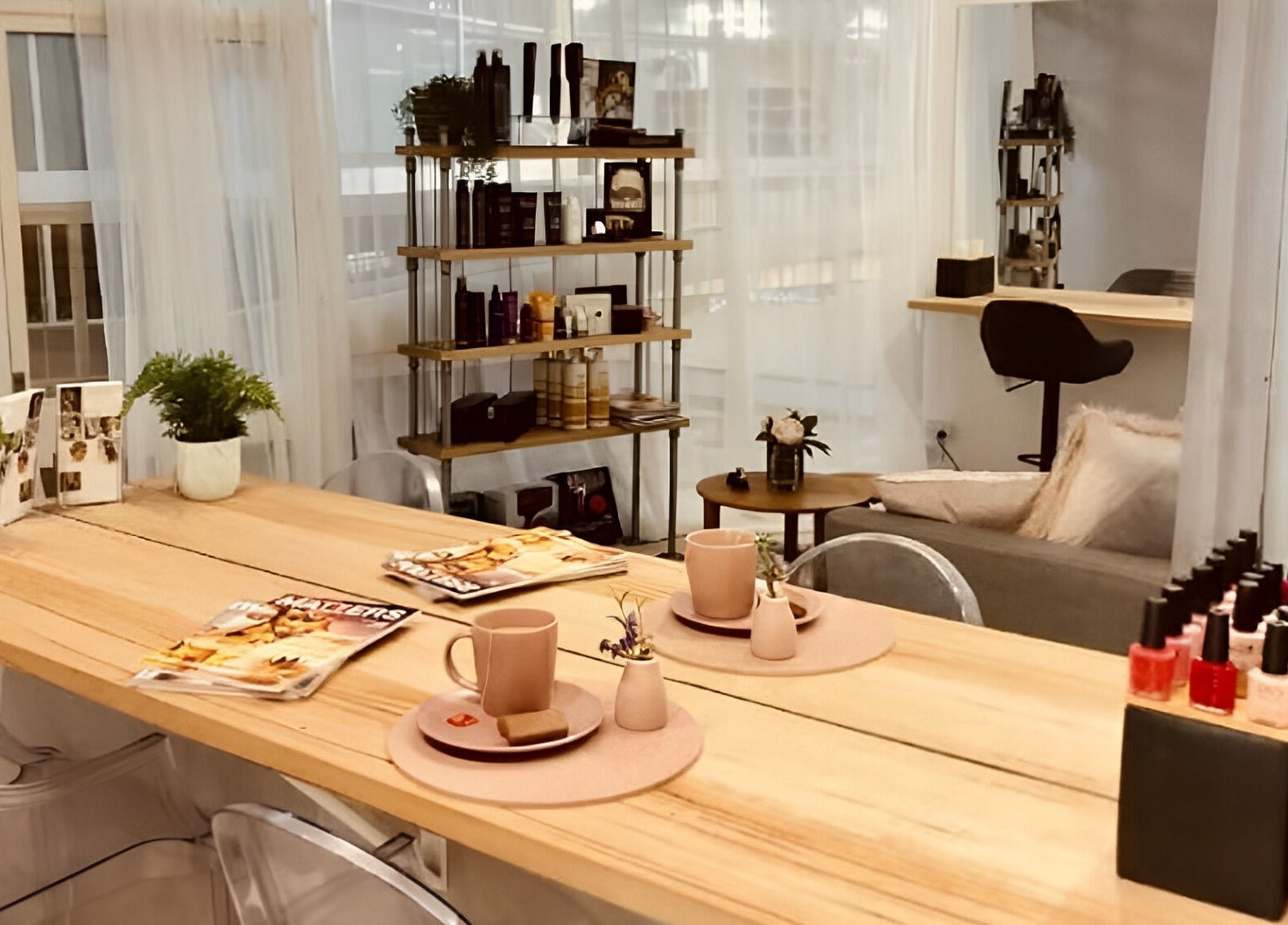 Stylish interior of Emily Glasson Hair Make up and Styling in Maroochydore, Queensland, AU showcasing elegance and comfort.