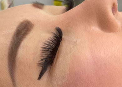 Close-up of eyelash extensions at Lashes By Ai in Surry Hills, New South Wales, AU.