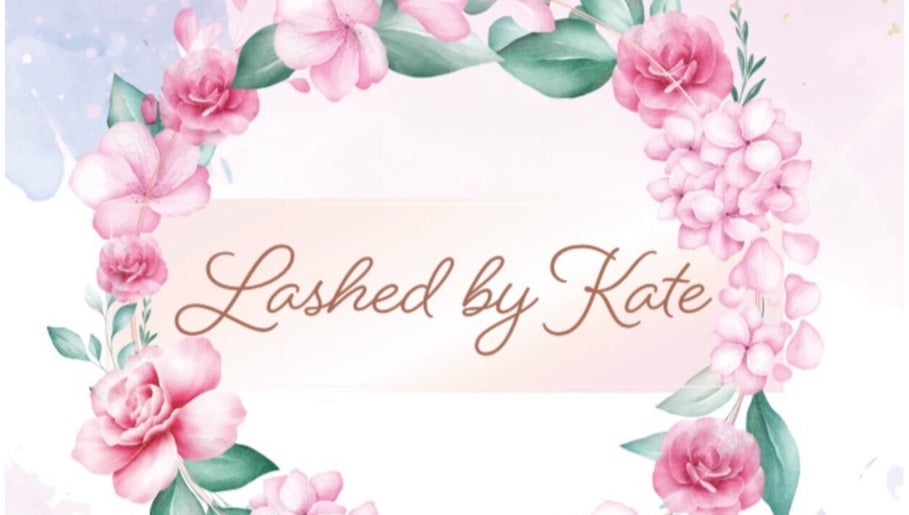 Lashed By Kate logo with floral design, Harworth, England, GB.