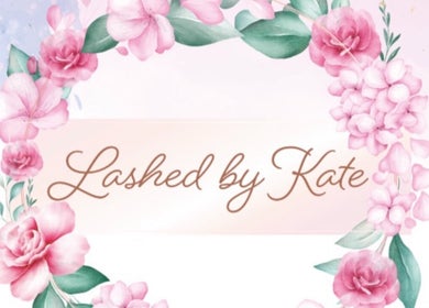 Lashed By Kate logo with floral design, Harworth, England, GB.