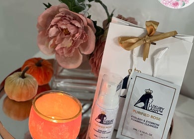 Purified Rose Gift Set at Lashed By Kate, Harworth, England, GB. Featuring floral and candle elements.