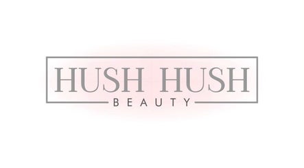 Hush Hush Beauty logo in soft pink and gray, representing luxury in Old Windsor, England, GB.