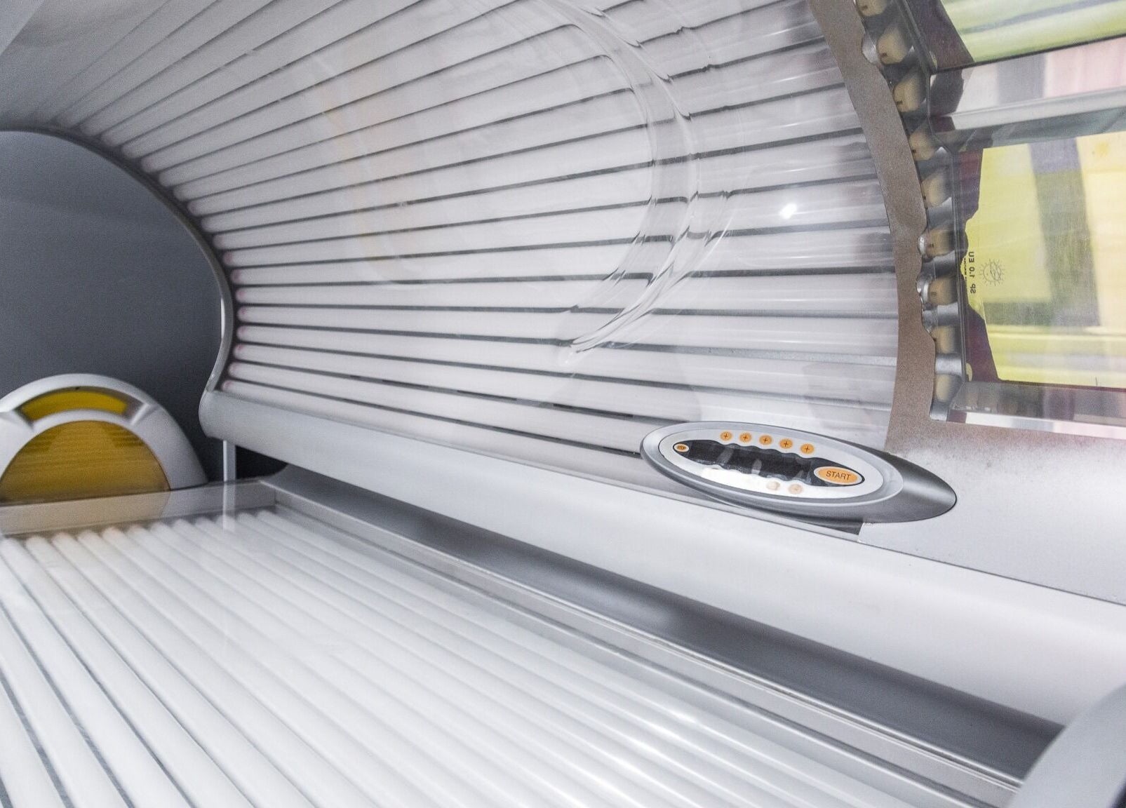 Modern sunbed at The Pink Room in Warrington, England. Perfect for relaxation and tanning.