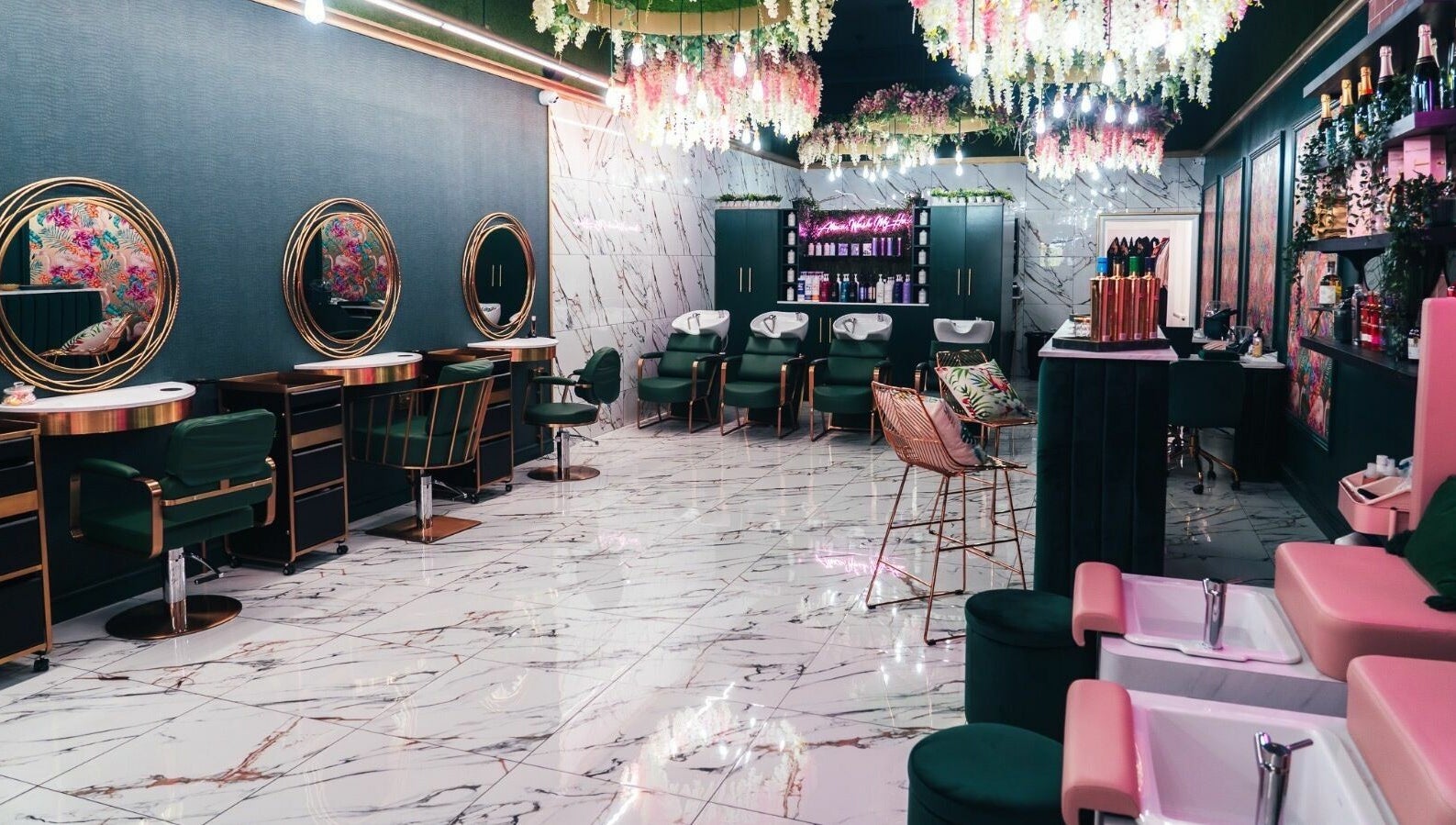 Elegant interior of Head Hunters Salon Pontefract, featuring stylish decor and modern salon stations in Pontefract, England, GB.