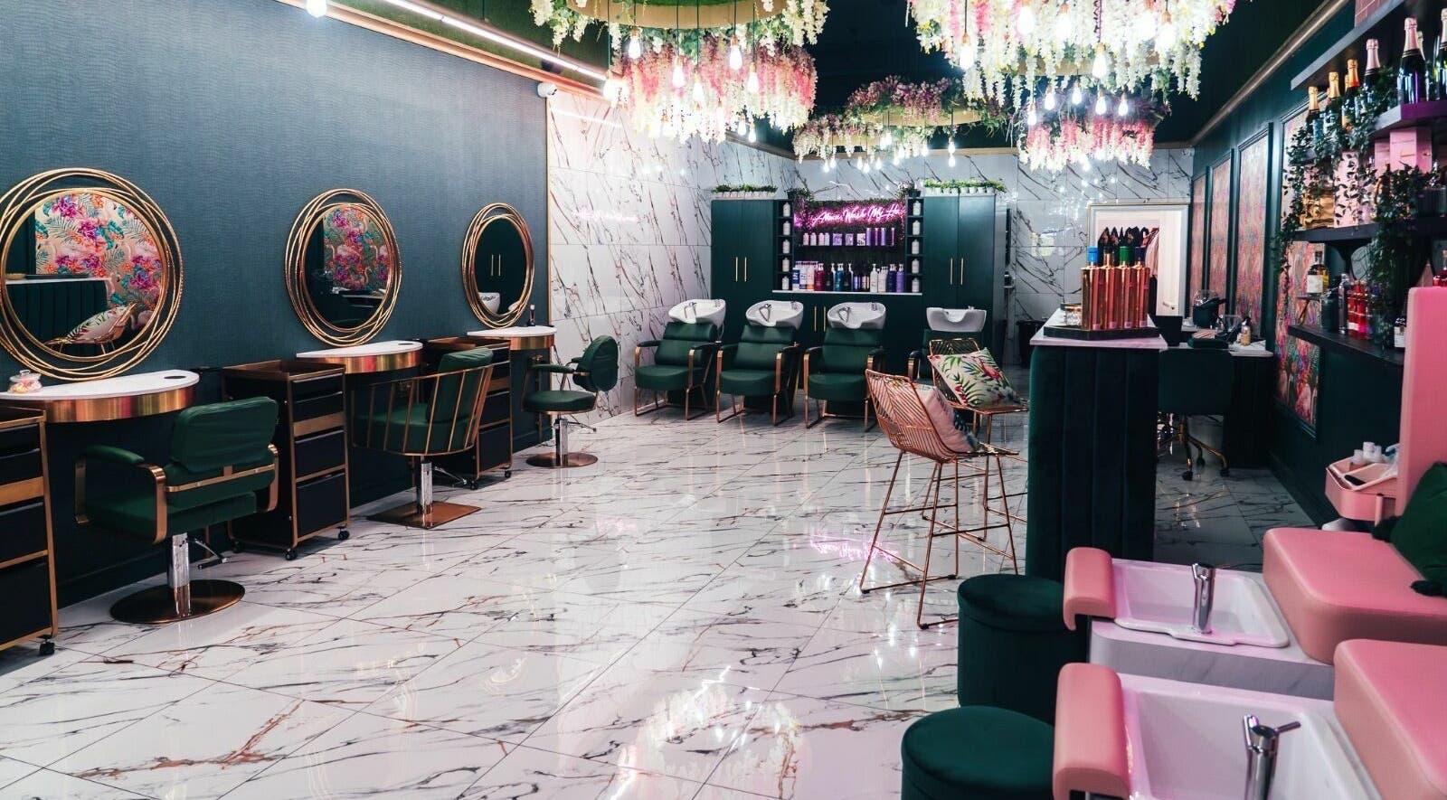 Elegant interior of Head Hunters Salon Pontefract, featuring stylish decor and modern salon stations in Pontefract, England, GB.