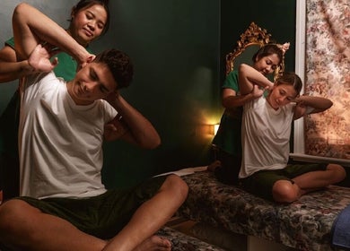 Therapists stretching clients at Mumsabai Therapeutic Massage Clinic Est 2008, Coogee, New South Wales, AU.