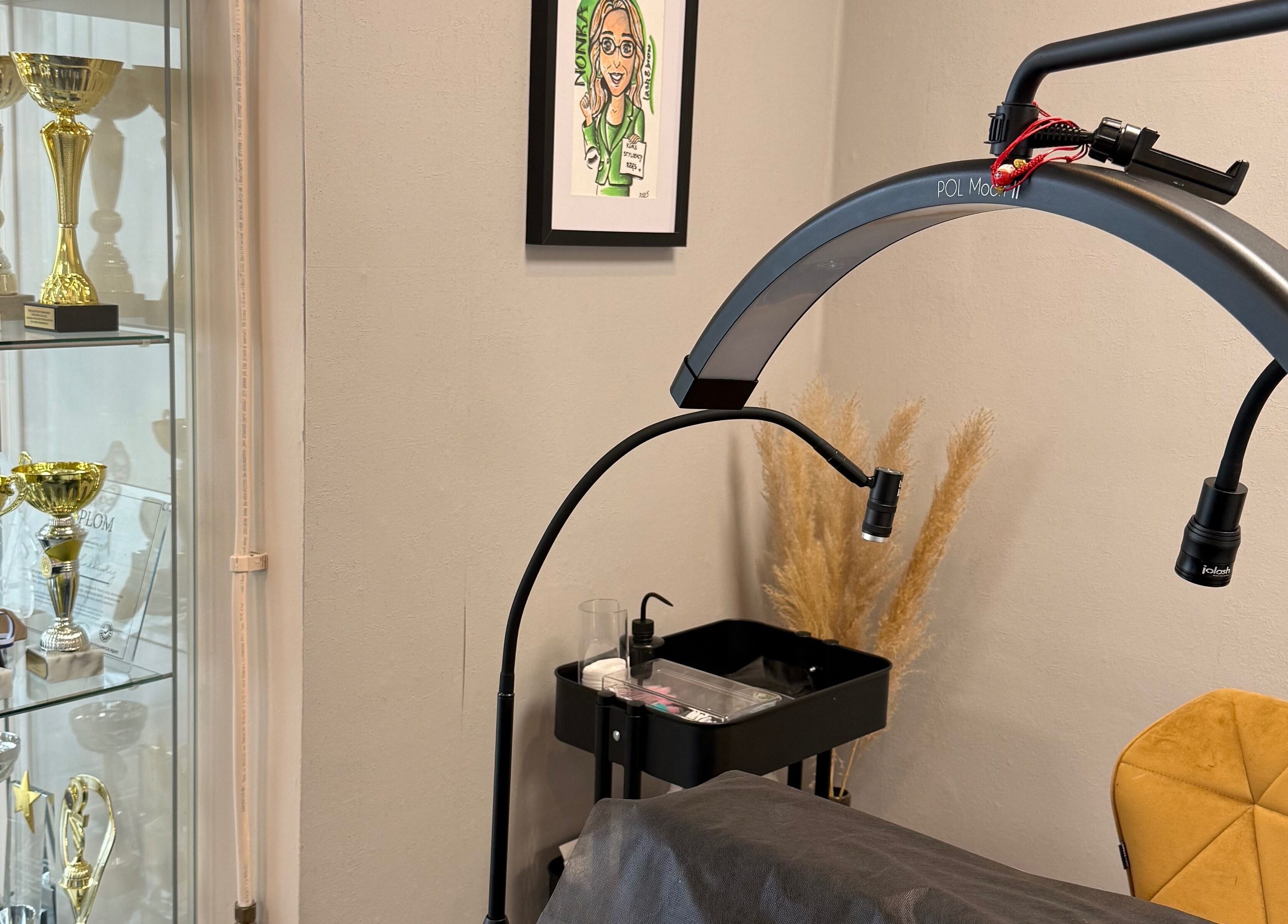 Interior of Nonka Lash and Brow Ilona Palinkiewicz in Heemskerk, Noord-holland, NL, featuring awards and equipment.