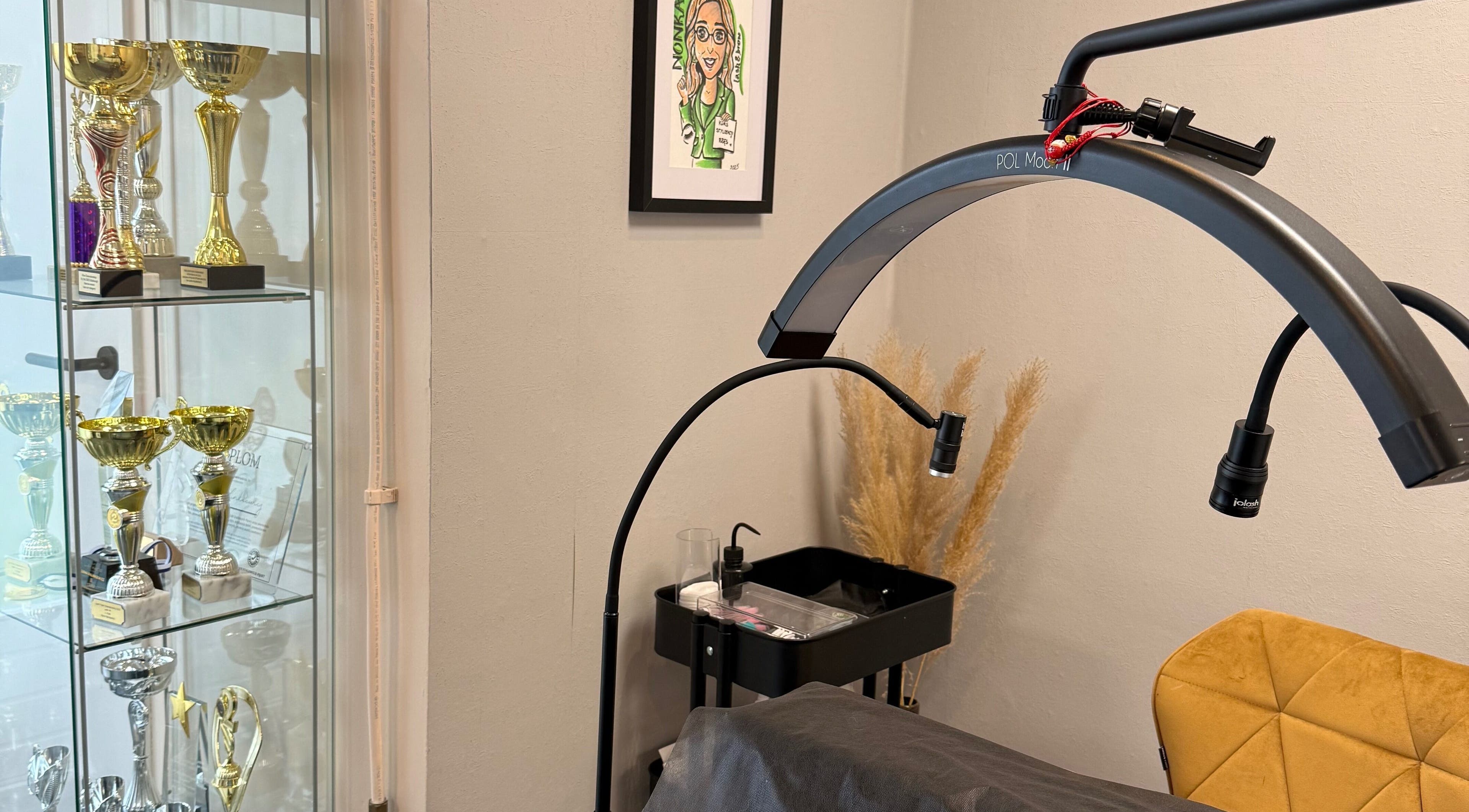 Interior of Nonka Lash and Brow Ilona Palinkiewicz in Heemskerk, Noord-holland, NL, featuring awards and equipment.