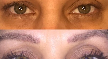 Before and after brow transformation at Lucy Nichols Beauty and Aesthetic, Norwich, England, GB.