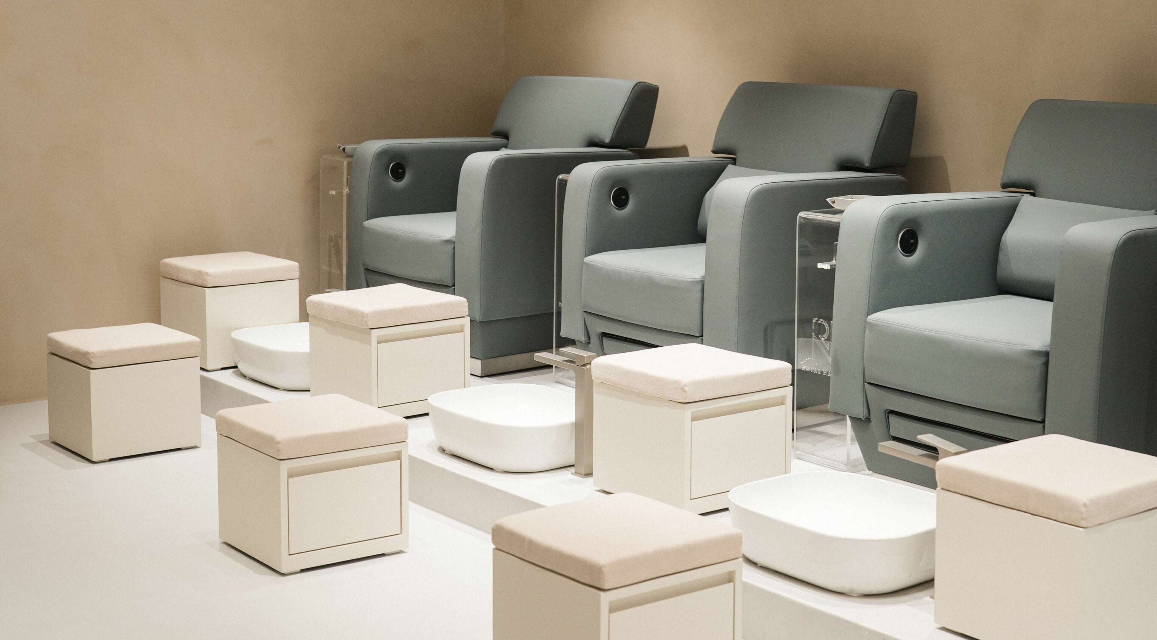 Luxury pedicure chairs at Royal Nails Beauty Lounge Khalifa Villa, Abu Dhabi, Abu Dhabi, AE, offering ultimate comfort.