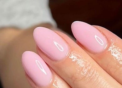 Elegant pastel pink manicure at Swish Salon Hair And Beauty Lounge, Charfield, Wotton-Under-Edge, England, GB.