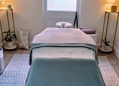 Serene massage room at Renew Massage Therapies, Ottery Saint Mary, England, GB.