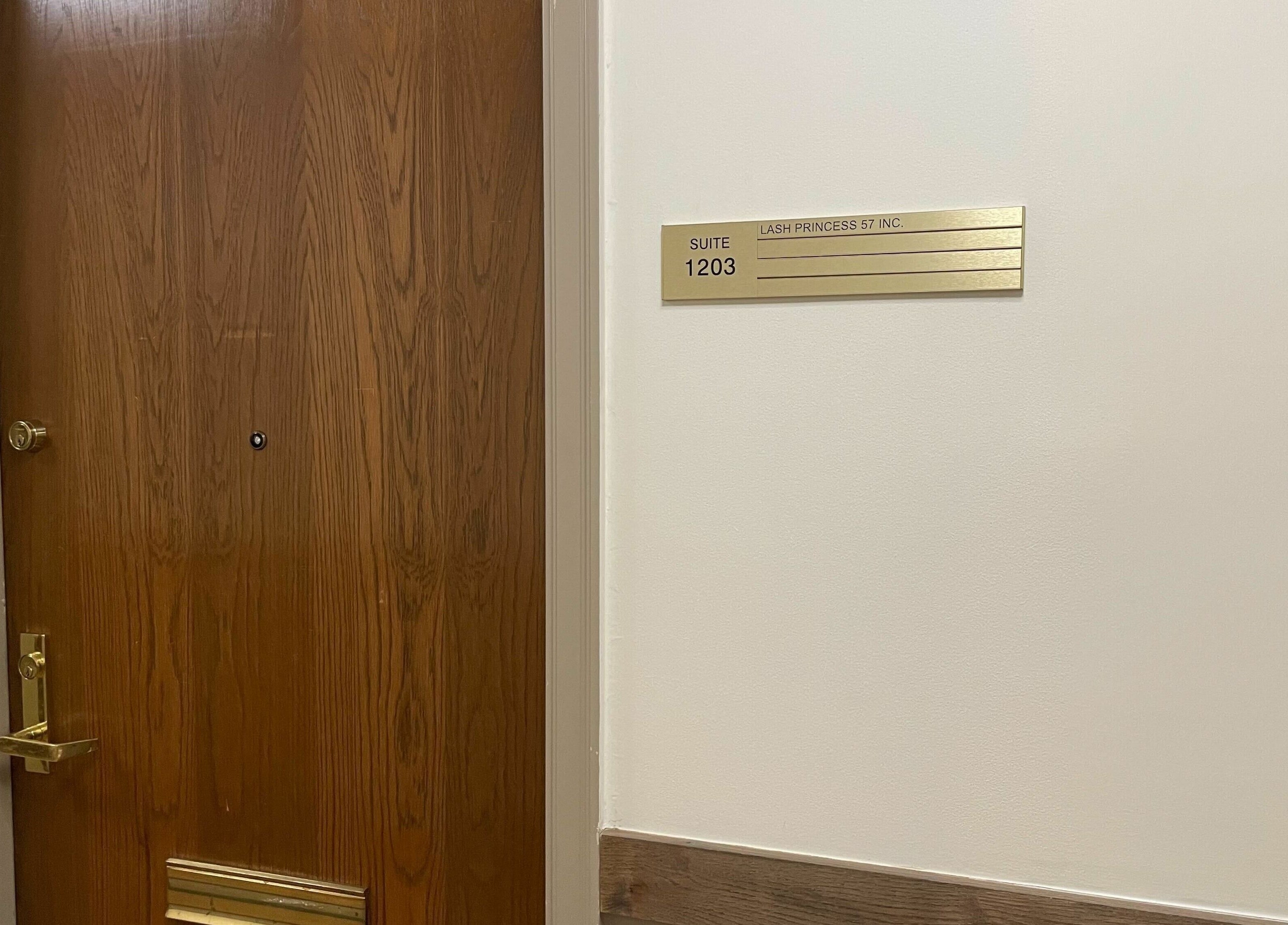 Entrance of Lash Moment Studio at Manhattan, suite 1203 in New York, New York, US.