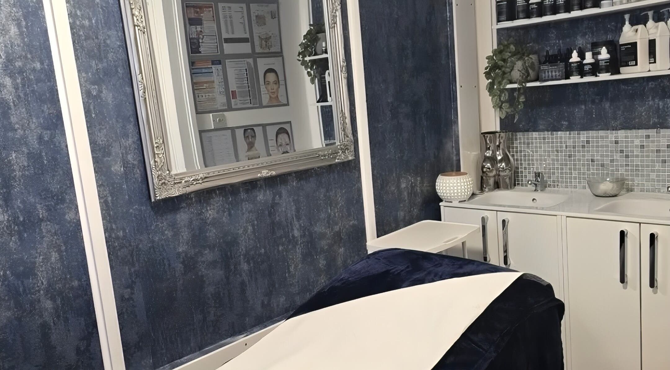 Elegant treatment room at All In One Aesthetics, Droitwich Spa, England, GB with stylish decor and spa amenities.