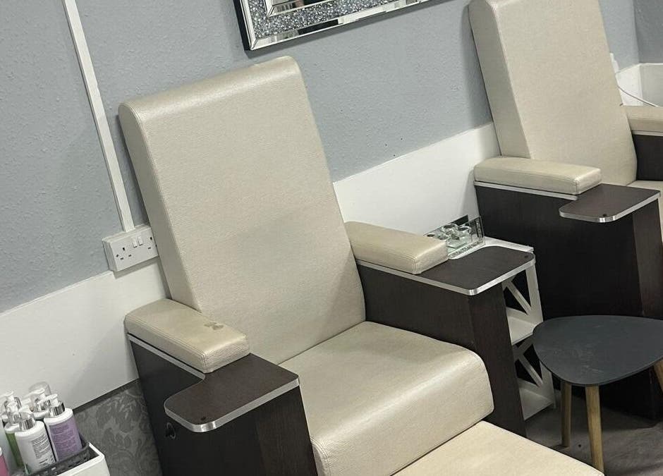 Comfortable pedicure chairs at All in One Worcester, Worcester, England, GB for a soothing experience.