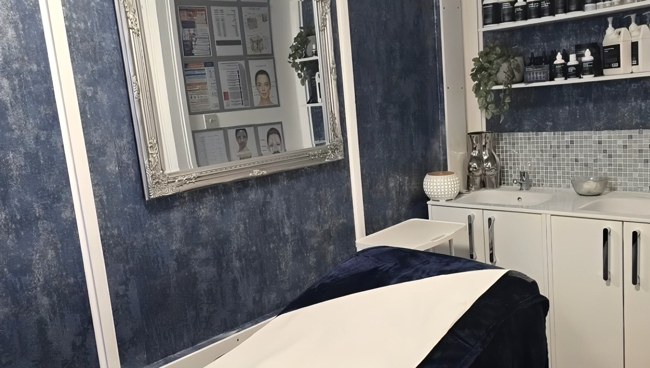 Elegant spa room at All In One Aesthetics, Droitwich Spa, England, GB with a modern sink and mirror setup.