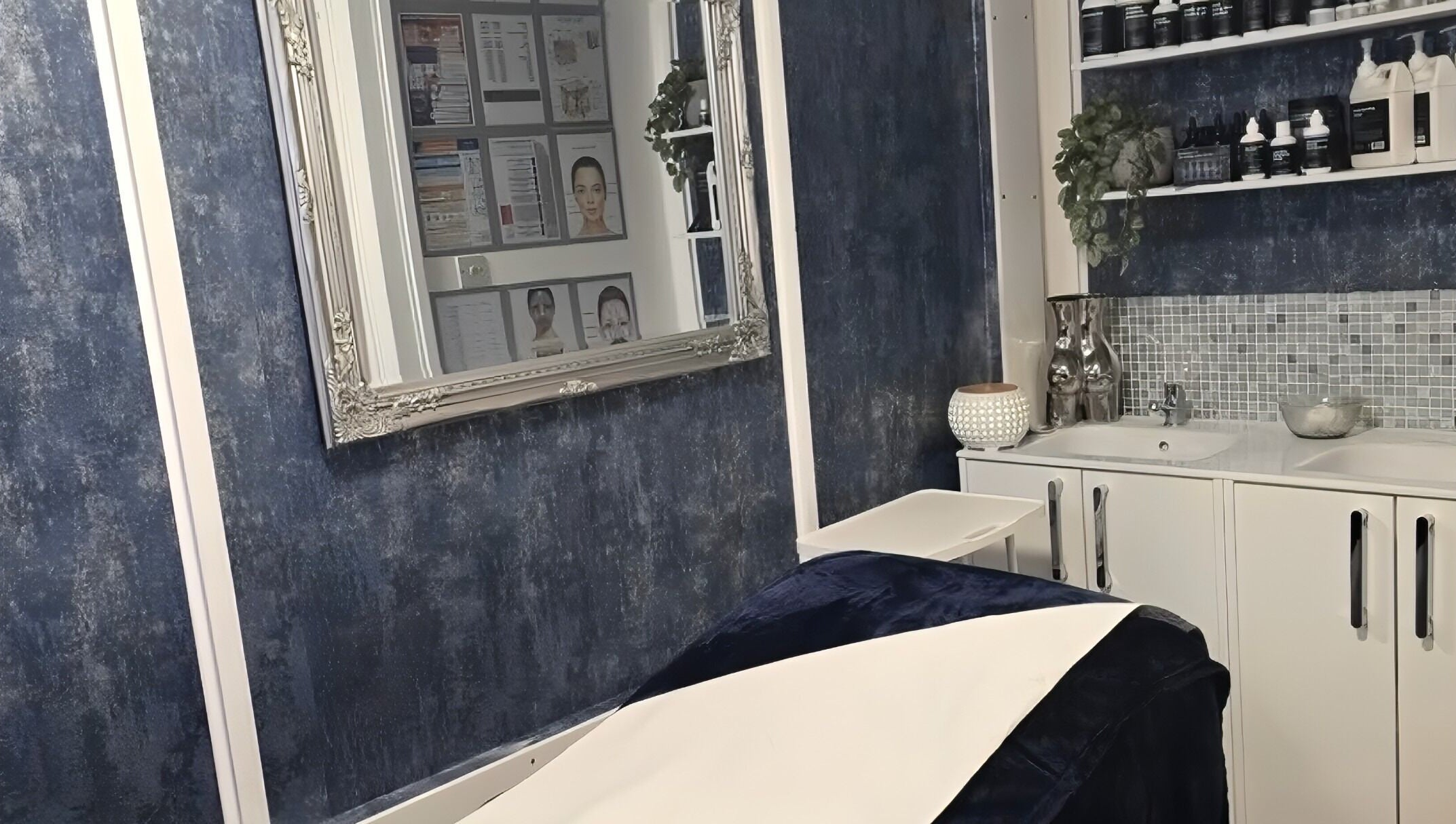 Elegant spa room at All In One Aesthetics, Droitwich Spa, England, GB with a modern sink and mirror setup.