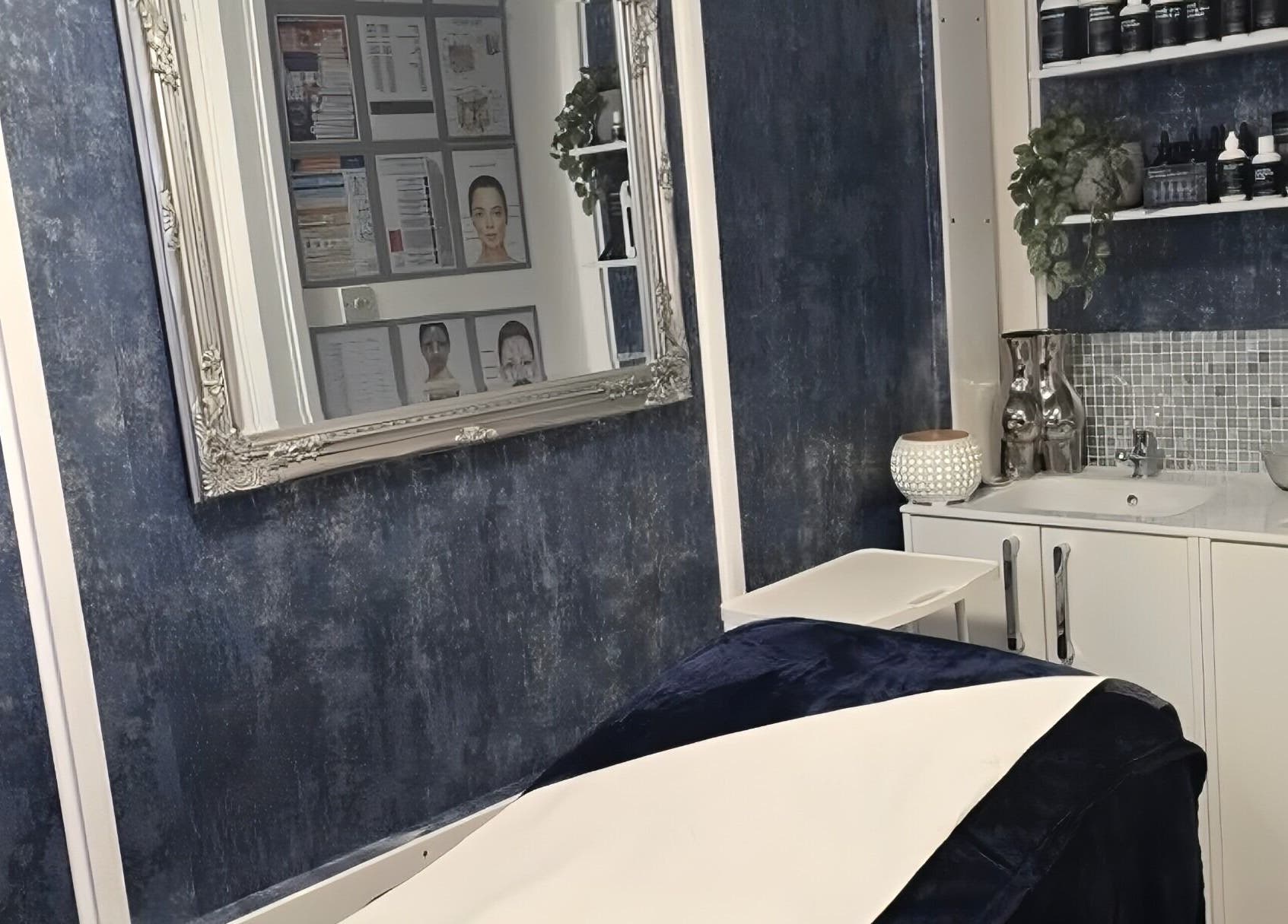 Elegant spa room at All In One Aesthetics, Droitwich Spa, England, GB with a modern sink and mirror setup.