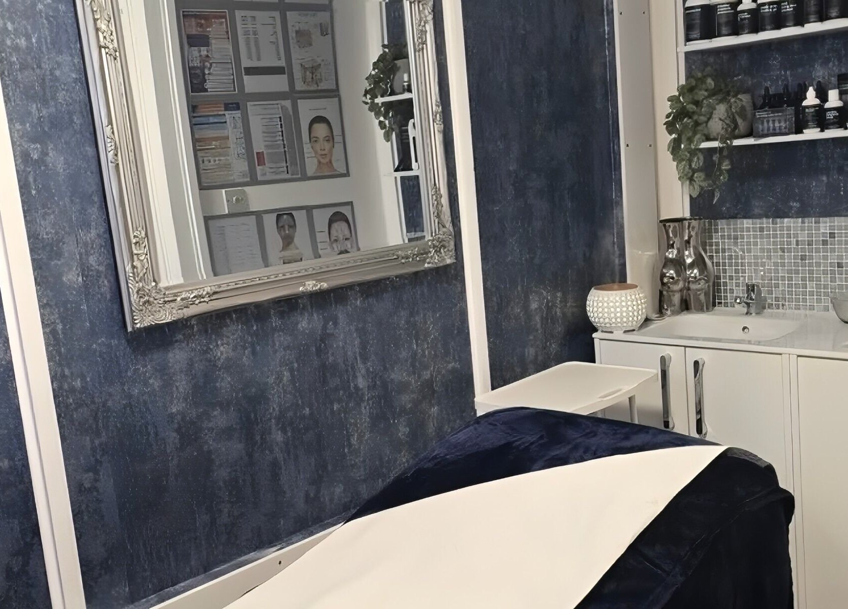 Elegant spa room at All In One Aesthetics, Droitwich Spa, England, GB with a modern sink and mirror setup.