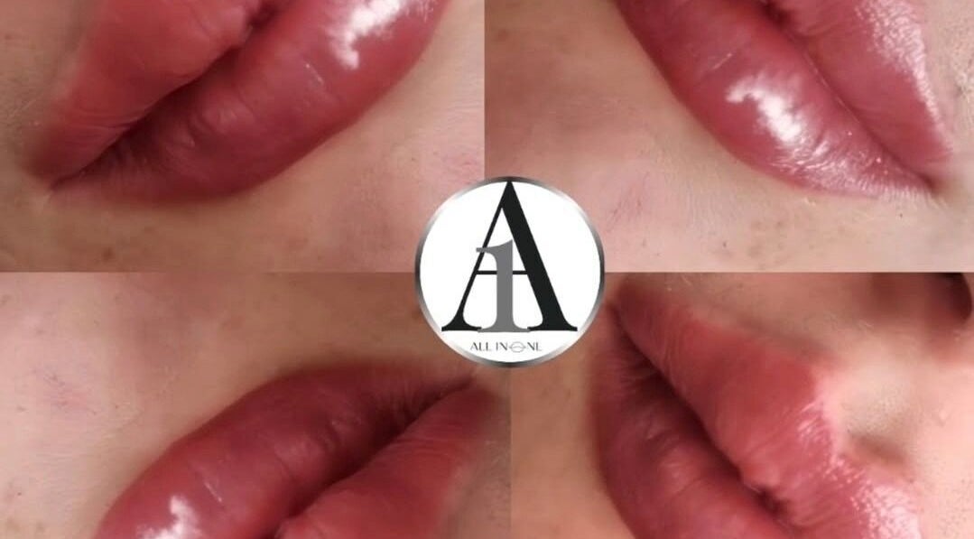 Collage of lush lips showcasing beauty at All In One Aesthetics, Droitwich Spa, England, GB.