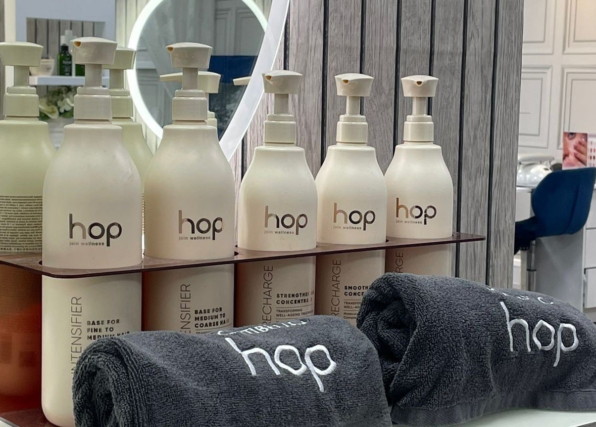 All in One (Droitwich) display of wellness products and plush towels at Droitwich Spa, England, GB.