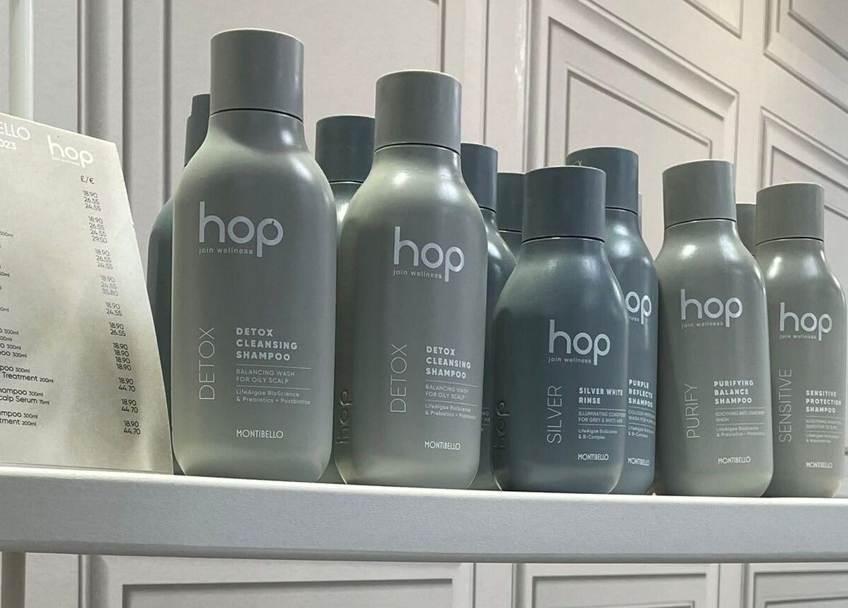 Shampoo products on display at All in One (Droitwich), Droitwich Spa, England, GB.