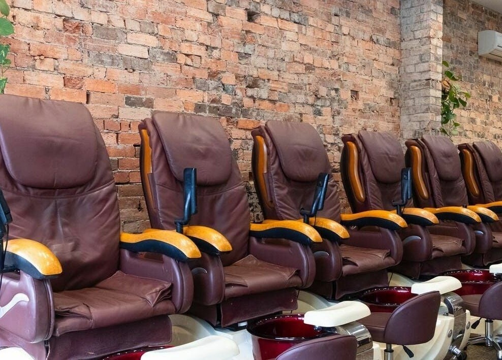Luxurious pedicure chairs at Tips and Toes - Fitzroy, Melbourne, Victoria, AU, offering a relaxing atmosphere.