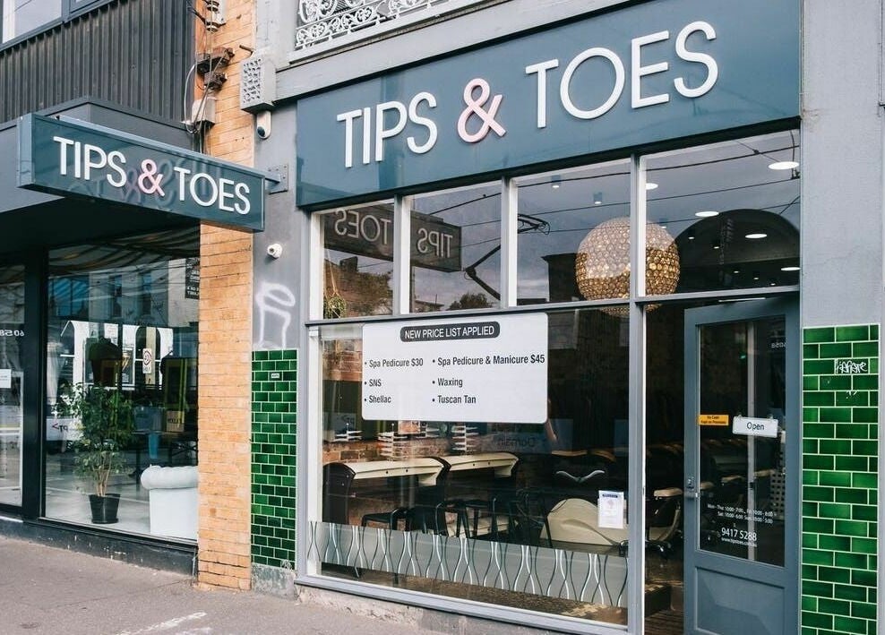 Front view of Tips and Toes - Fitzroy, Melbourne, Victoria, AU, showcasing its stylish entrance.