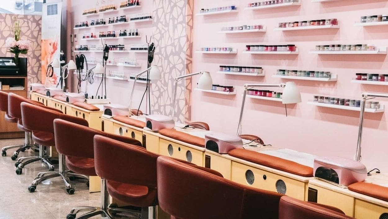 Interior of Coco Nails with manicure stations in Melbourne, Victoria, AU, offering a chic and relaxing vibe.