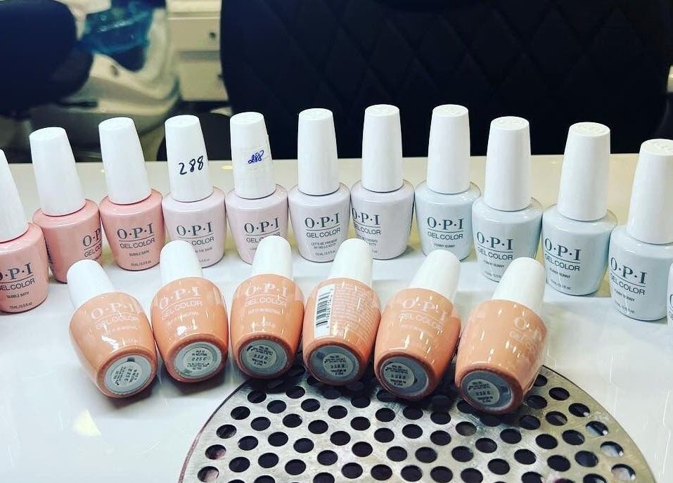 Coco Nails in Melbourne, Victoria, AU showcases a vibrant display of OPI gel polishes.