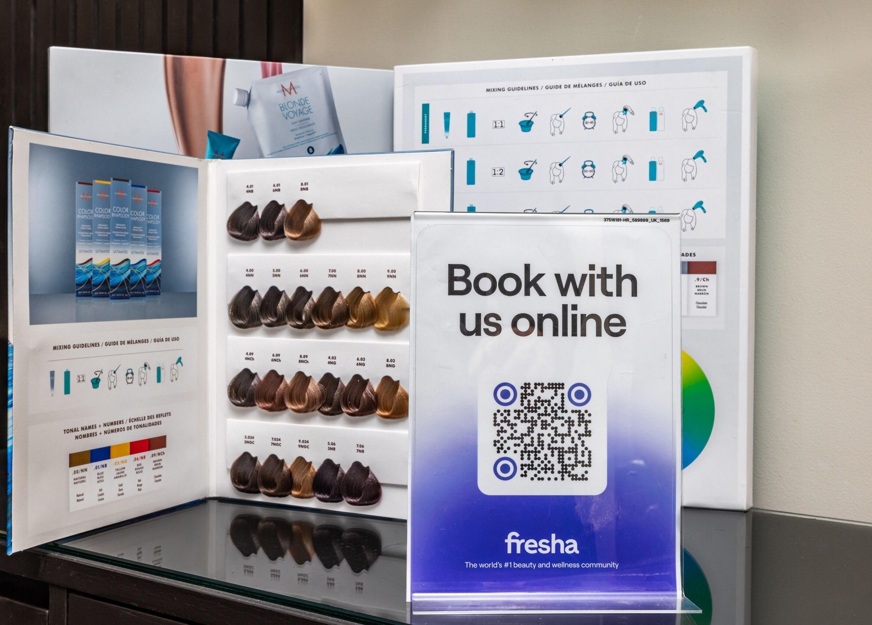 Color chart and QR code for online booking at ATH Studios, Croydon, England, GB.